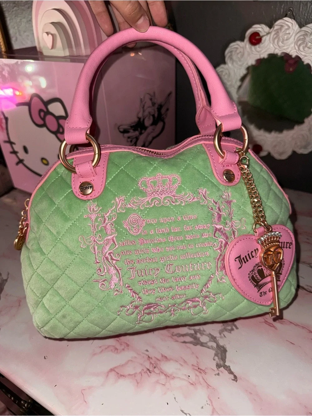 Juicy Couture “Once Upon A Time” Quilted Bowler Bag / Purse